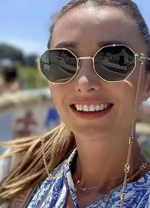 Трендовые солнцезащитные очки с цепочкой шестинранные 2022 года в стиле valentino2 фото