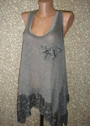 Стильная туника с кружевом 12-14-16 р