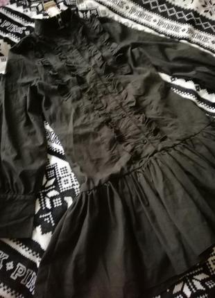 Чорне плаття сорочка з рюшами1 фото
