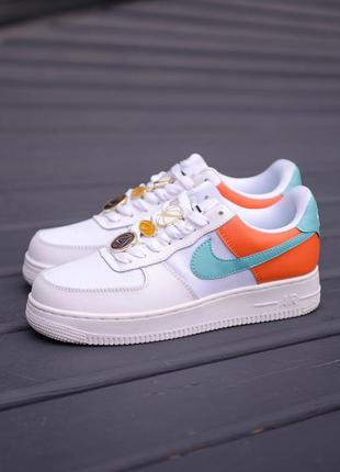 Nike air force 1 low se white/orange женские кроссовки найк аир форс 🔺 весна/лето/осень3 фото