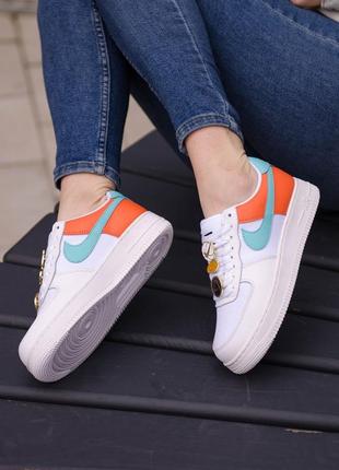 Nike air force 1 low se white/orange женские кроссовки найк аир форс 🔺 весна/лето/осень10 фото