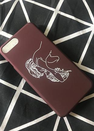 Новый чехол для iphone 7+ 8+ цвета вина бордо