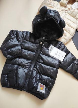 Деми куртка с капюшоном еврозима черного цвета 110р.