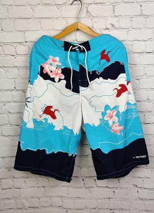 Пляжные шорты tommy hilfiger мужские цветочный принт большой размер летние плавательные удлененные