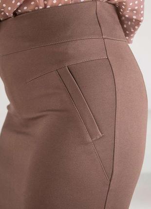 Коричневая облегающая женская юбка ниже колен на резинке, большие размеры 48-605 фото