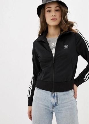 Олипийка adidas оригінал чорна класична курточка вітровка смужки