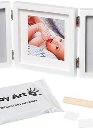 Набір для створення відбитка ручки і ніжки малюка baby art рамка потрійна квадратна біло/сірий 3601095500