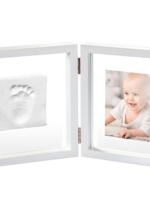 Набор для создания отпечатка ручки и ножки малыша baby art двойная рамка прозрачная с отпечатком
