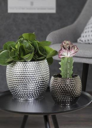 Кашпо для квітів, mercury, кераміка, 11", сріблястий1 фото