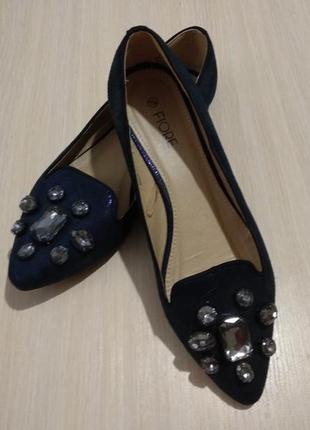 Туфлі лофери балетки з камінням fiore