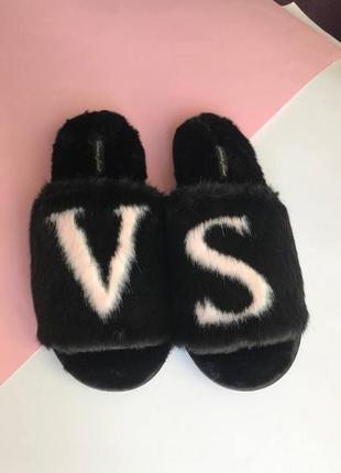 Victoria´s victorias secret виктория сикрет тапочки, шлепанцы, шлепки closed toe faux fur slipper2 фото