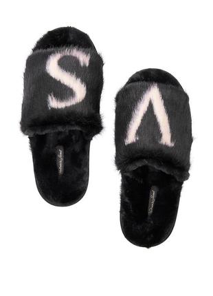 Victoria´s victorias secret виктория сикрет тапочки, шлепанцы, шлепки closed toe faux fur slipper8 фото