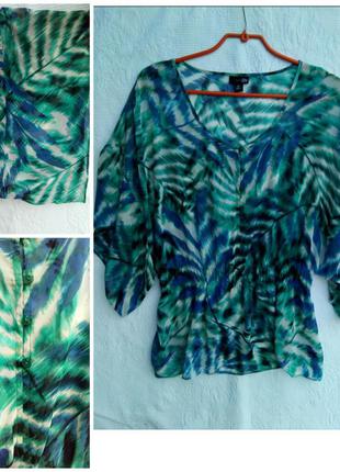Нарядная блузка # блузка синя з зеленым1 фото