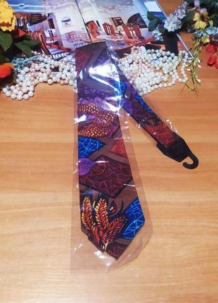 Неймовірно красивий яскравий стильний модний мужской галстук в цікавий принт шовк! новий, в упаковці