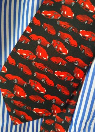 Дизайнерский галстук в принт красный феррари автомобиль thomas nash красные машины машинки4 фото
