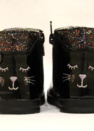 Ботинки для девочки демисезонные черные с кошкой george 26794 фото