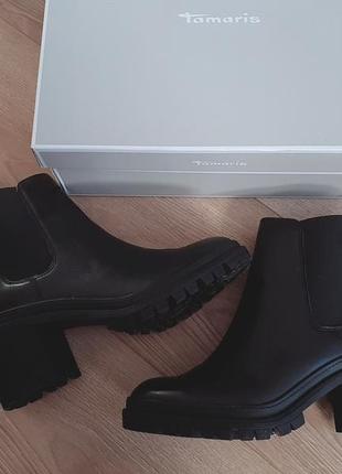 Кожаные сапожки ботинки челси полусапожки tamaris9 фото