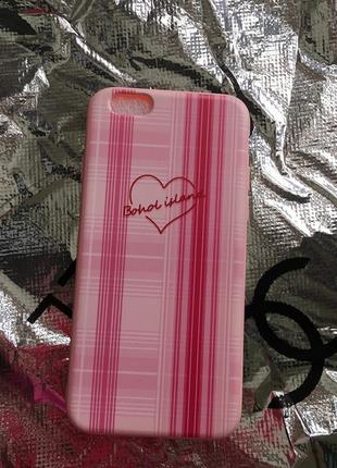 Новый розовый чехол на айфон 6/6s с сердцем пудровый1 фото