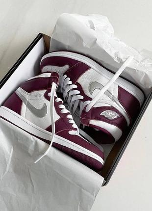 Nike jordan 1 Swoosh og bordeaux новинка женские высокие бордовые кроссовки найк джордан весна лето осень жіночі бордові трендові кросівки демісезон