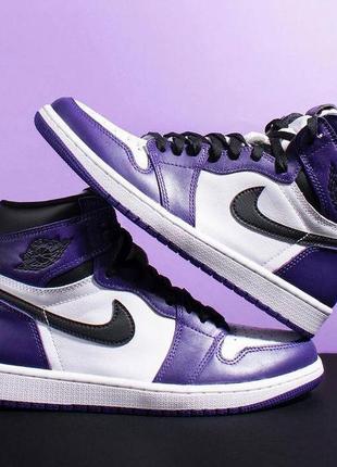 Nike jordan 1 retro purple фиолетовые демисезонные кроссовки найк джордан унисекс женские мужские весна лето осень фіолетові кросівки2 фото