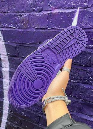 Nike jordan 1 retro purple фиолетовые демисезонные кроссовки найк джордан унисекс женские мужские весна лето осень фіолетові кросівки5 фото