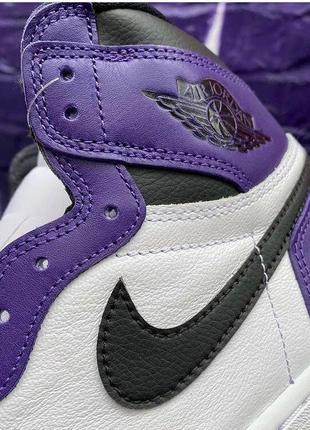 Nike jordan 1 retro purple фиолетовые демисезонные кроссовки найк джордан унисекс женские мужские весна лето осень фіолетові кросівки8 фото