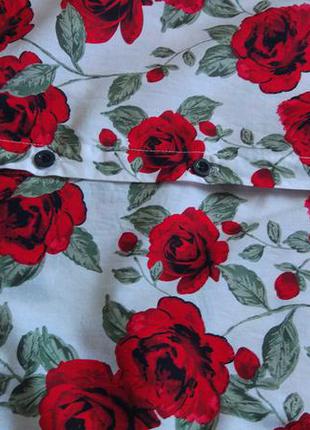 Шикарная рубашка 👚 в красную розу.5 фото
