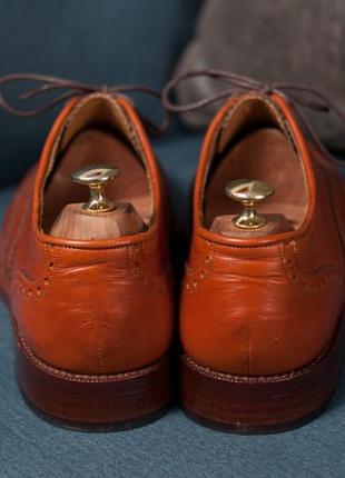 Броги ручної роботи преміум класу 44 кожаные туфли оранжевые на шнурках4 фото