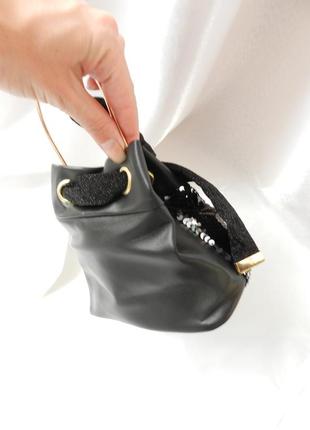 Красивая мини сумочка без цепочки пайетки паетки и бант с люрексрм5 фото