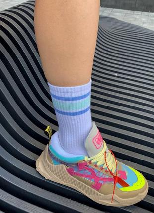 Off white odsy beige pink женские яркие бежевые разноцветные кроссовки офф вайт жіночі бежеві кросівки тренд весна літо осінь6 фото