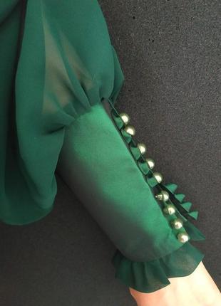 Дизайнерська корсетна блузка з пишними рукавами ручна робота ексклюзив прозорі рукава диміти органза шифон як шовк блуза романтичний стиль3 фото