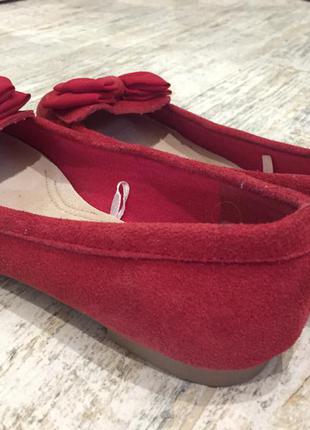 Туфли 👞 балетки красные с бантиком замш3 фото