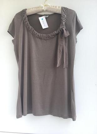 Приємна натуральна футболка блузка, лиосцел, колір какао,