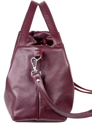Женская сумка из натуральной кожи бордовая6 фото
