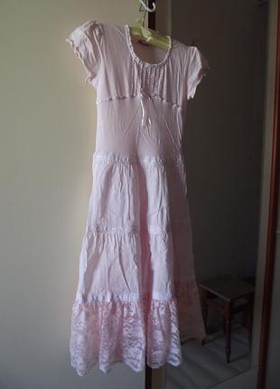 Знижка!фірмове плаття 100% бавовняний трикотаж і мережива кольору зефір з антошки