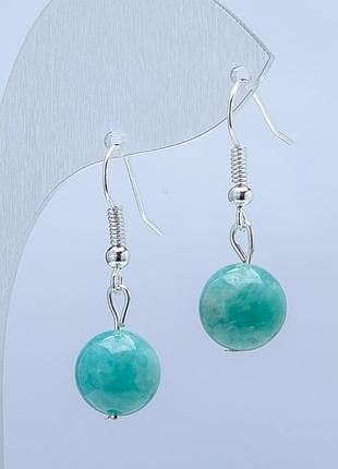 Сережки з натурального каменю бірманська жадеїт