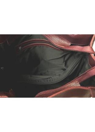 Женская кожаная сумка шоппер бордовая7 фото