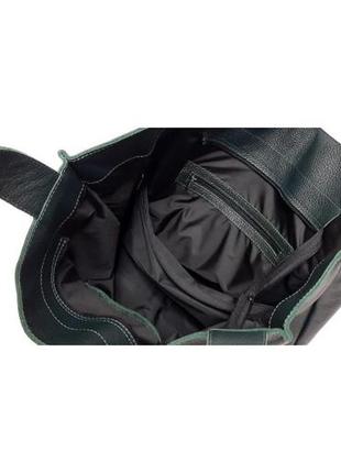 Женская сумка шоппер из натуральной зеленой кожи4 фото