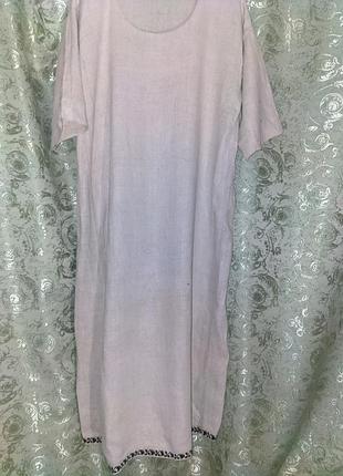 Етно сорочка льон з вишитим обрамленням