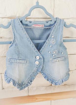 Джинсовая жилетка на девочку 6-12 месяцев