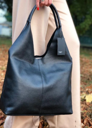 Женская кожаная сумка через плечо черная2 фото