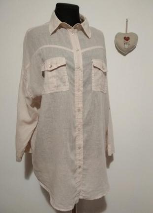 Большой разме💯натуральная льняная рубашка оверсайз с накладными карманами котон лен супер качество!3 фото
