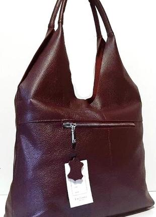 Кожаная женская сумка на плечо марсала3 фото
