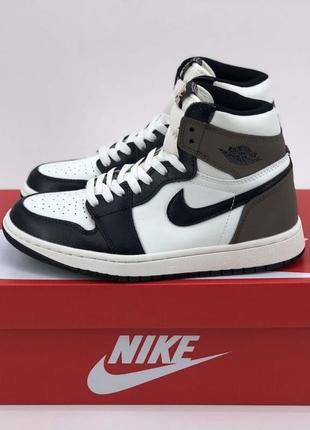 Стильні кросівки кеди nike air jordan 1 grey/brown жіночі чоловічі арт7013