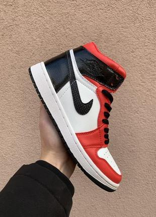 Стильні круті кеди кросівки nike air jordan 1 retro high og white red black арт6923