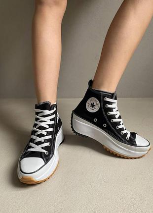 Converse birds star hike black жіночі кеди конверс чорні високі5 фото