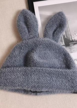 Шапка заяц (кролик) с ушками белая, унисекс4 фото