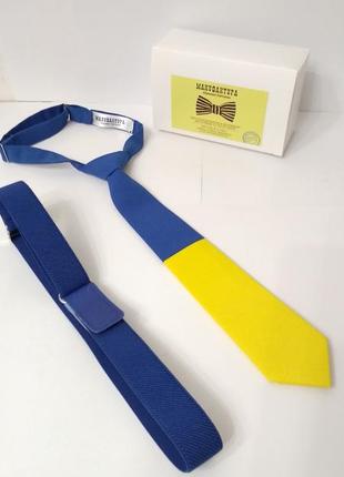 Краватка патріотична для хлопчика. жовто- блакитний галстук кроватка.  сине-желтый галстук дл мальчика.2 фото