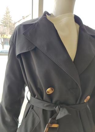 Пальто тренч женский демисезон жіночий тренч чорний6 фото