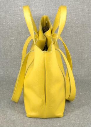 Кожаная женская сумка трансформер желтая6 фото
